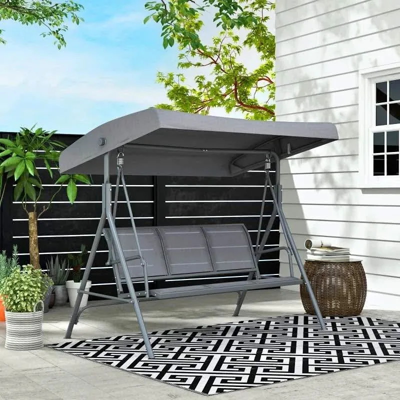 3-Seater Swing Chair Covered Garden Hammock A-Frame #2018 thumbnail