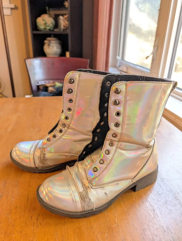 Halloween silver holographic boots image indicator(2)