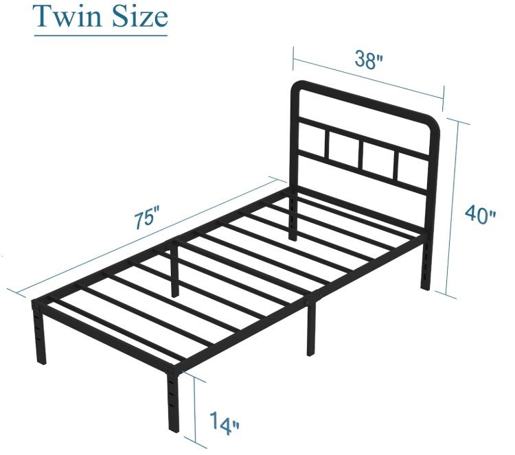 Metal Twin Bed Frame with Headboard - photo 2