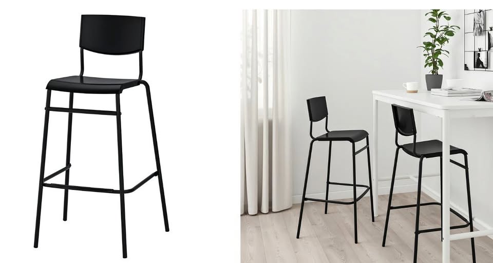 Set of 4 Bar Stools with Backrest – Comfortable & Stackable