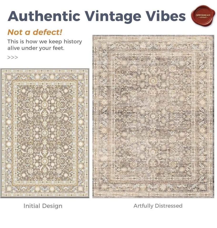 Vintage Beige 10x14 Washable Area Rug - photo 3