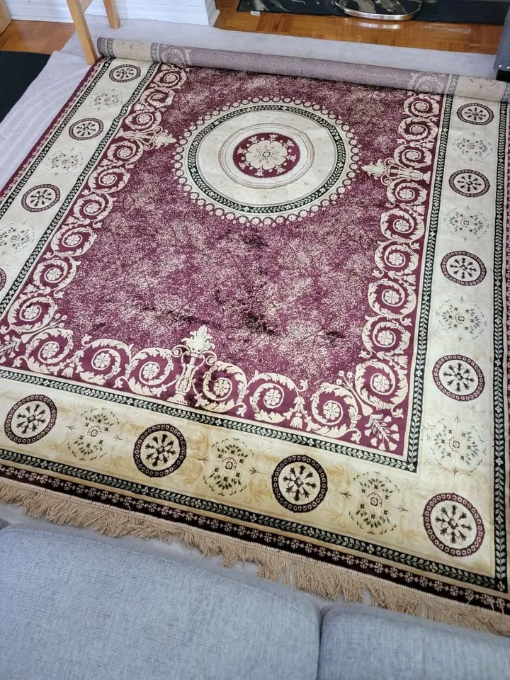 7x10 Burgundy Gold Cream Oriental Hand Knotted Area Rug image indicator(2)