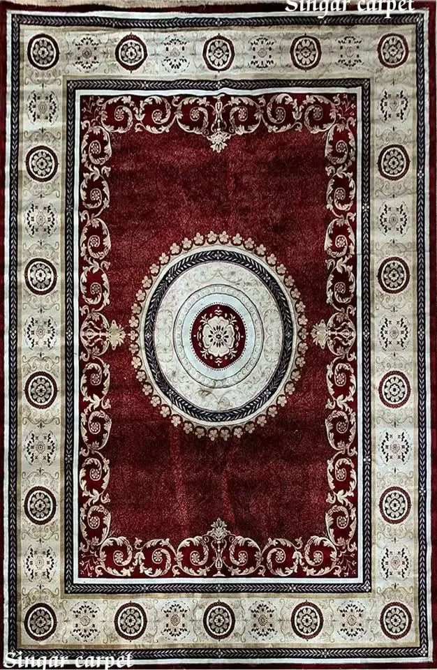 7x10 Burgundy Gold Cream Oriental Hand Knotted Area Rug image indicator(10)