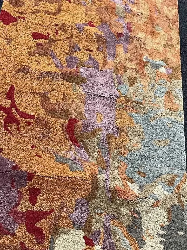 3x8 Orange Multi-Dense Abstract Wool Viscose Runner Rug image indicator(2)