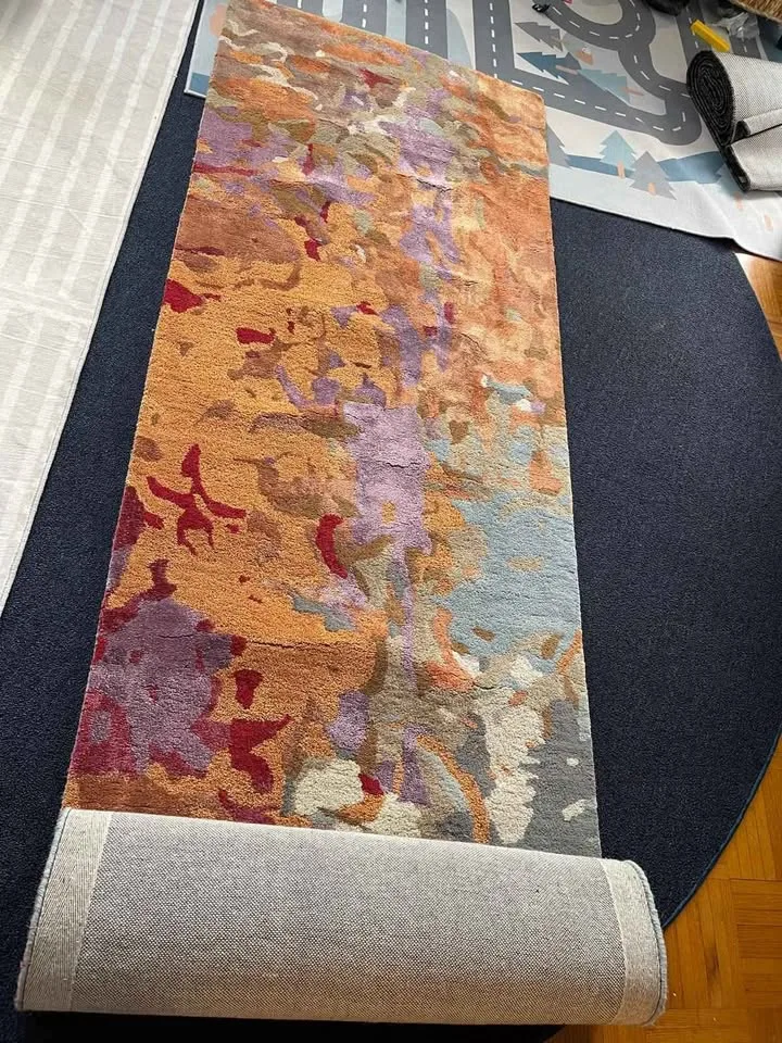 3x8 Orange Multi-Dense Abstract Wool Viscose Runner Rug image indicator(6)