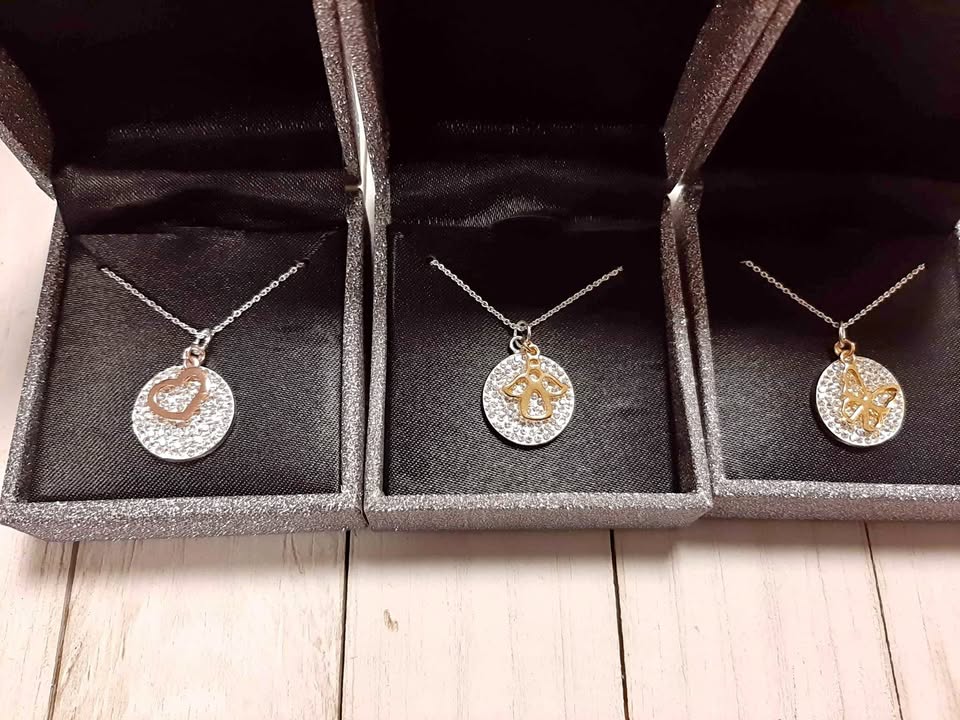 New Sterling Silver 925 Butterfy/Angel/Heart Pendant Set