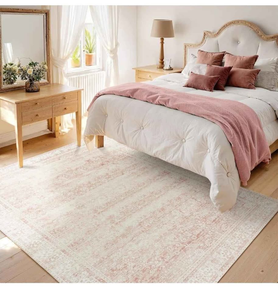Vintage Pink Distressed Floral Area Rug 8x10 - photo 4
