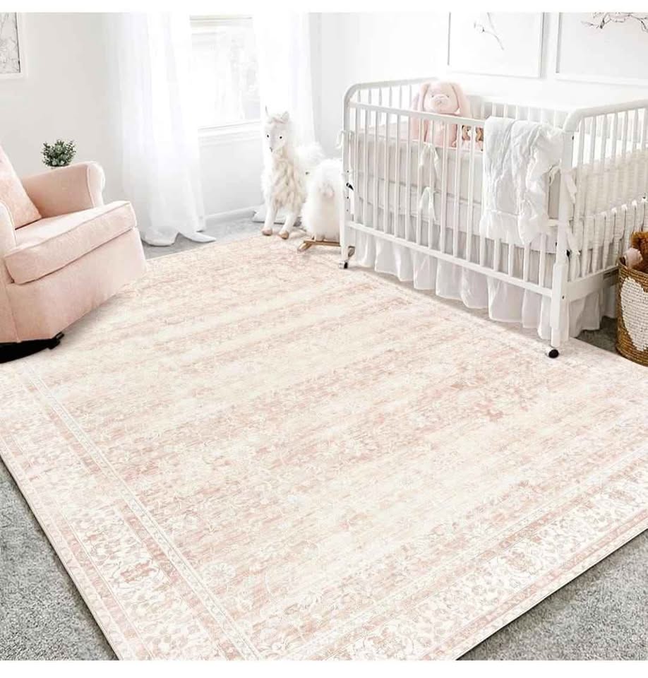 Vintage Pink Distressed Floral Area Rug 8x10 - photo 5