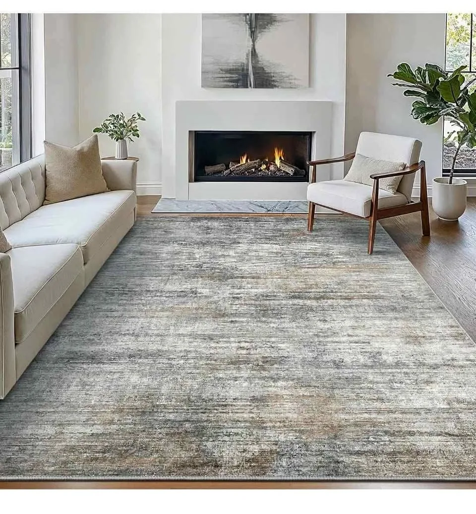 8x10 Modern Abstract Gray Area Rug - 2 Available (New)