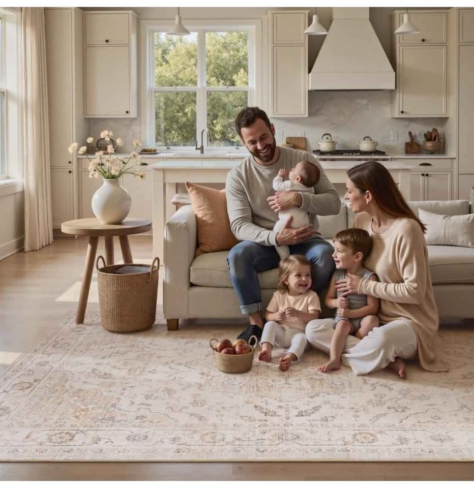 9x12 Ft Beige Washable Area Rug - photo 2