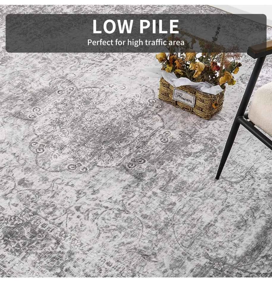 Grey Vintage Distressed 9x12 Washable Area Rug - photo 3