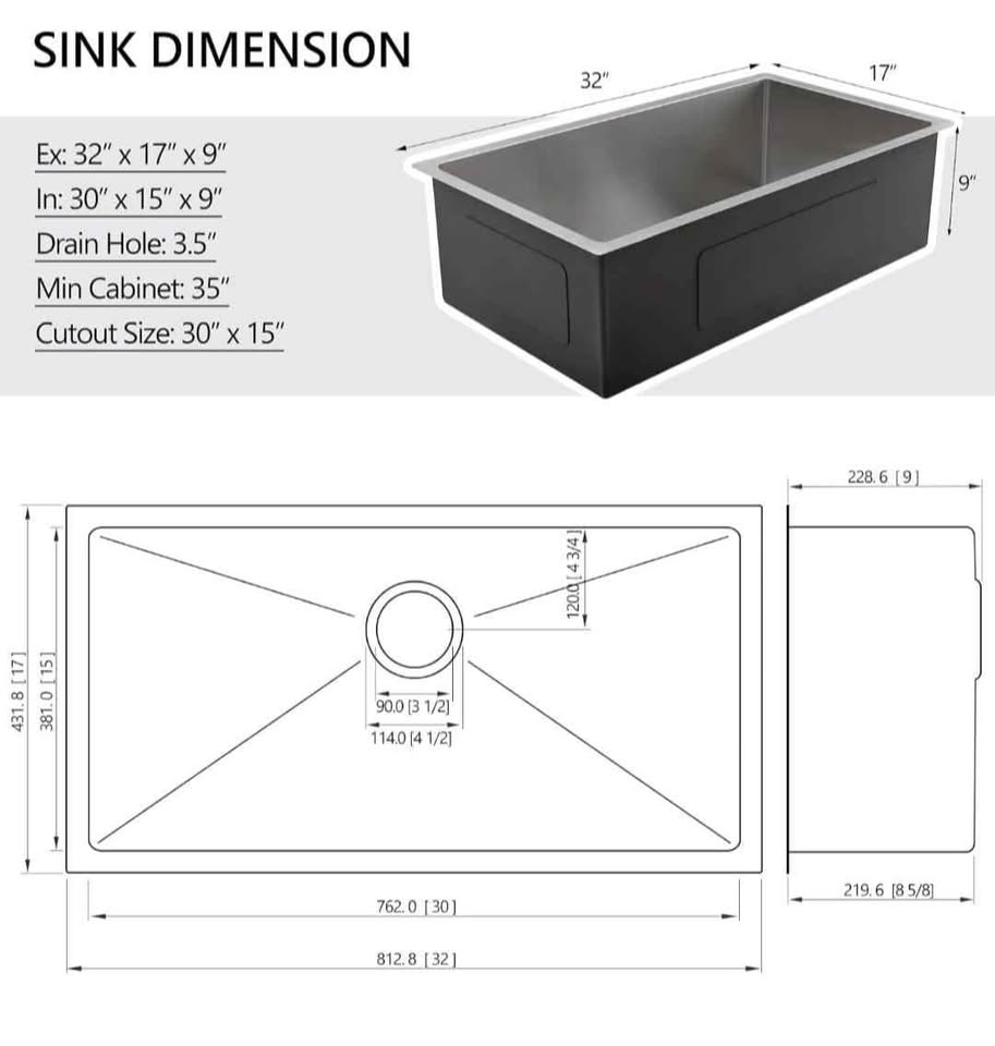 32" Undermount Stainless Steel Kitchen Sink - photo 3