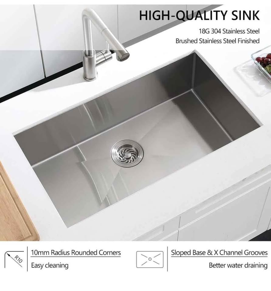 32" Undermount Stainless Steel Kitchen Sink - photo 4