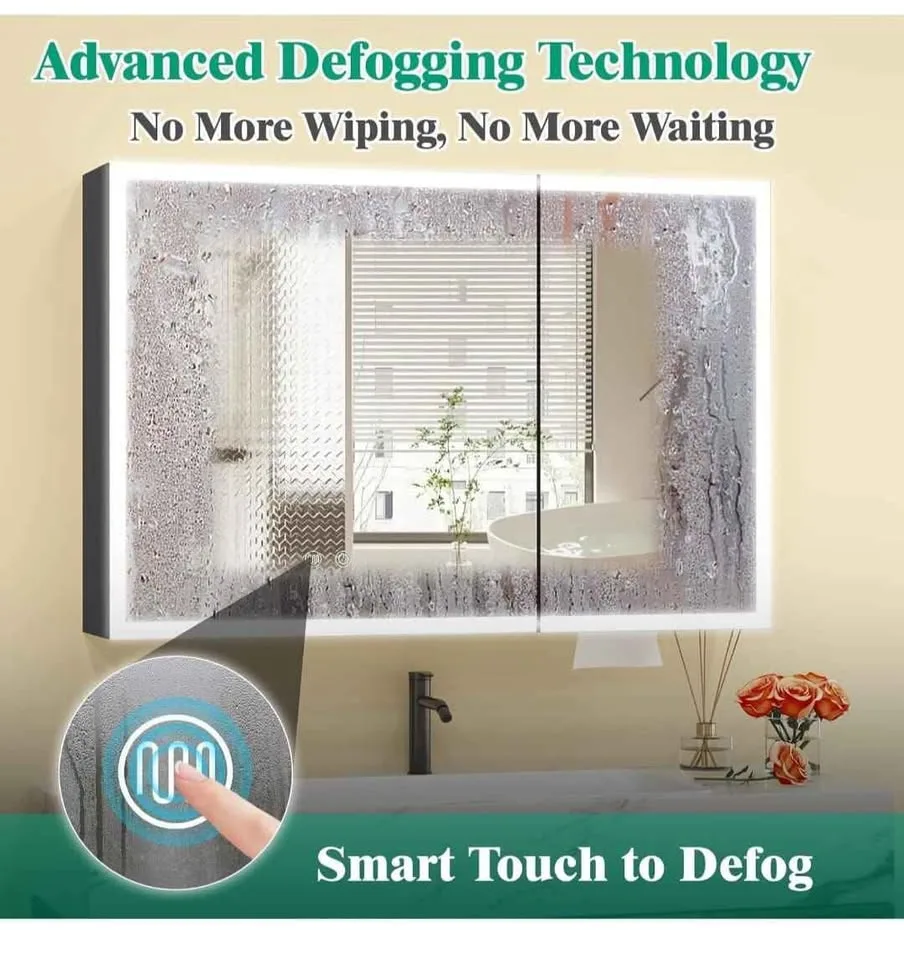 LED Lighted Medicine Cabinet, 80x60 cm, Anti-Fog, Black (New) image indicator(6)