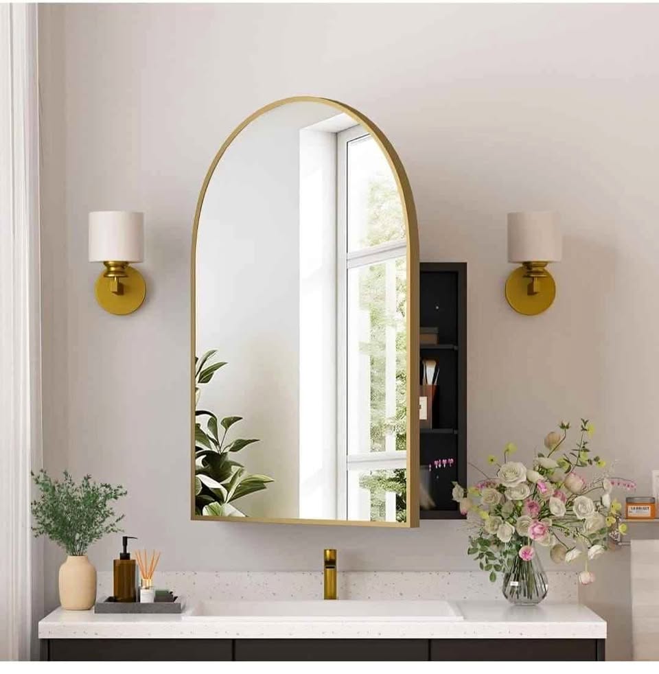 Brand New 20x30" Arched Medicine Cabinet – Brushed Gold