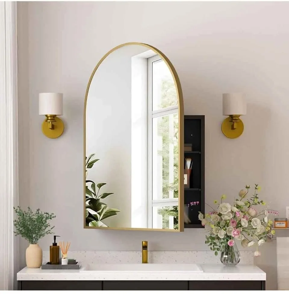 Brand New 20x30" Arched Medicine Cabinet – Brushed Gold