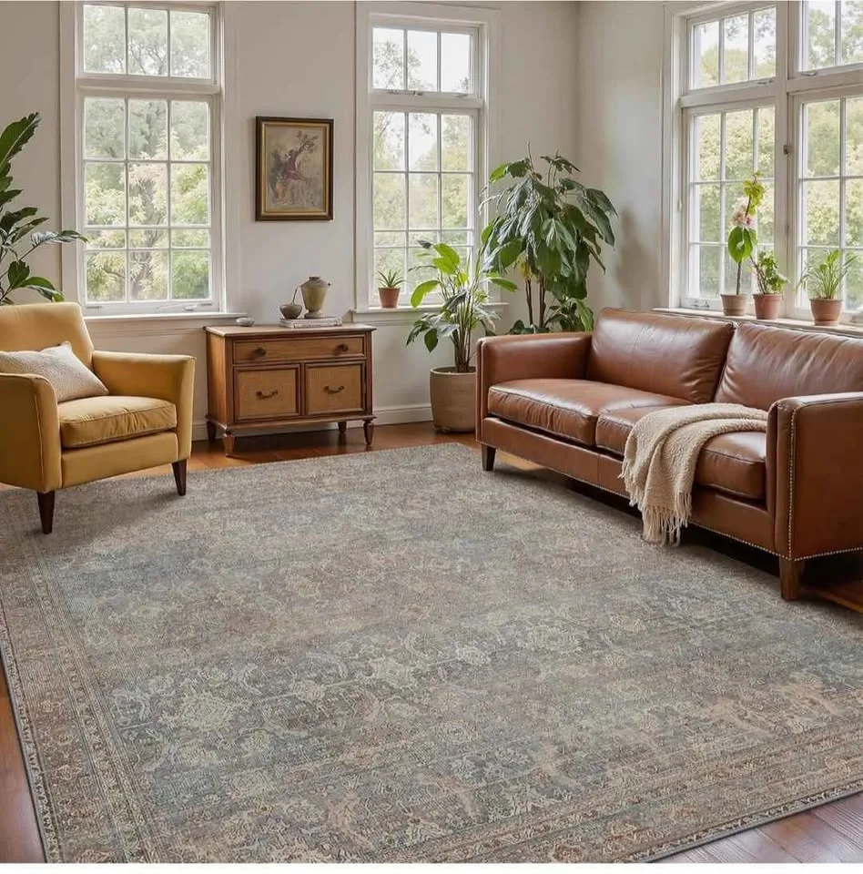 8x10 Gray-brown Vintage Distressed Washable Rug image indicator(2)