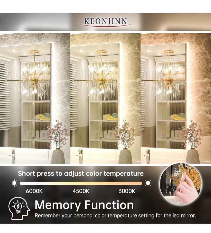 Keonjinn Backlit Mirror 24 x 36 Inch LED Bathroom Mirror - photo 3