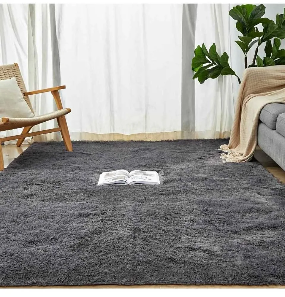 Grey 8x10 Fluffy Shag Area Rug
