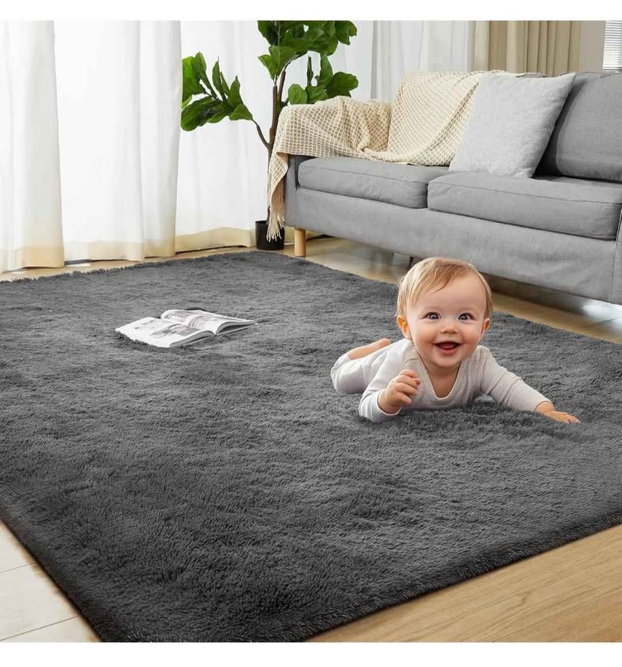 Grey 8x10 Fluffy Shag Area Rug - photo 2