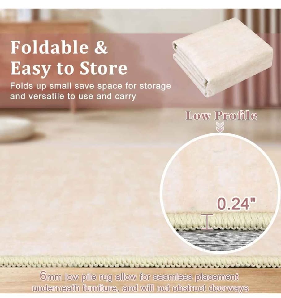 Brand New 8x10 Ivory Beige Washable Area Rug - photo 3