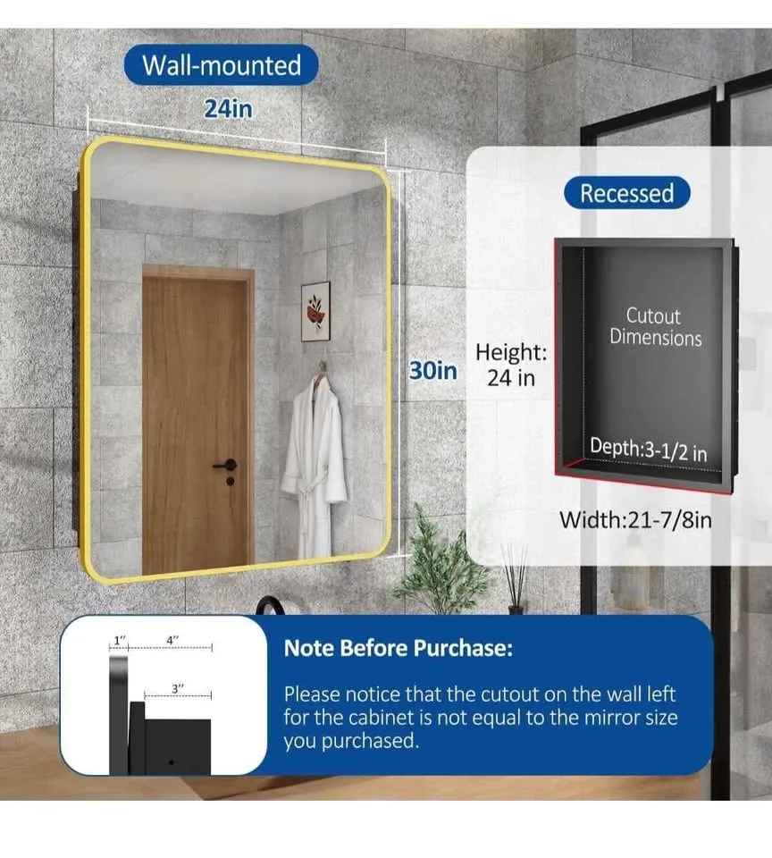 Acemiro Bathroom Medicine Cabinet with Mirror image indicator(2)