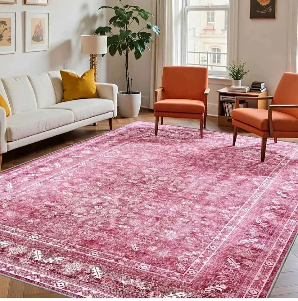 9x12 Vintage Hot Pink Area Rug