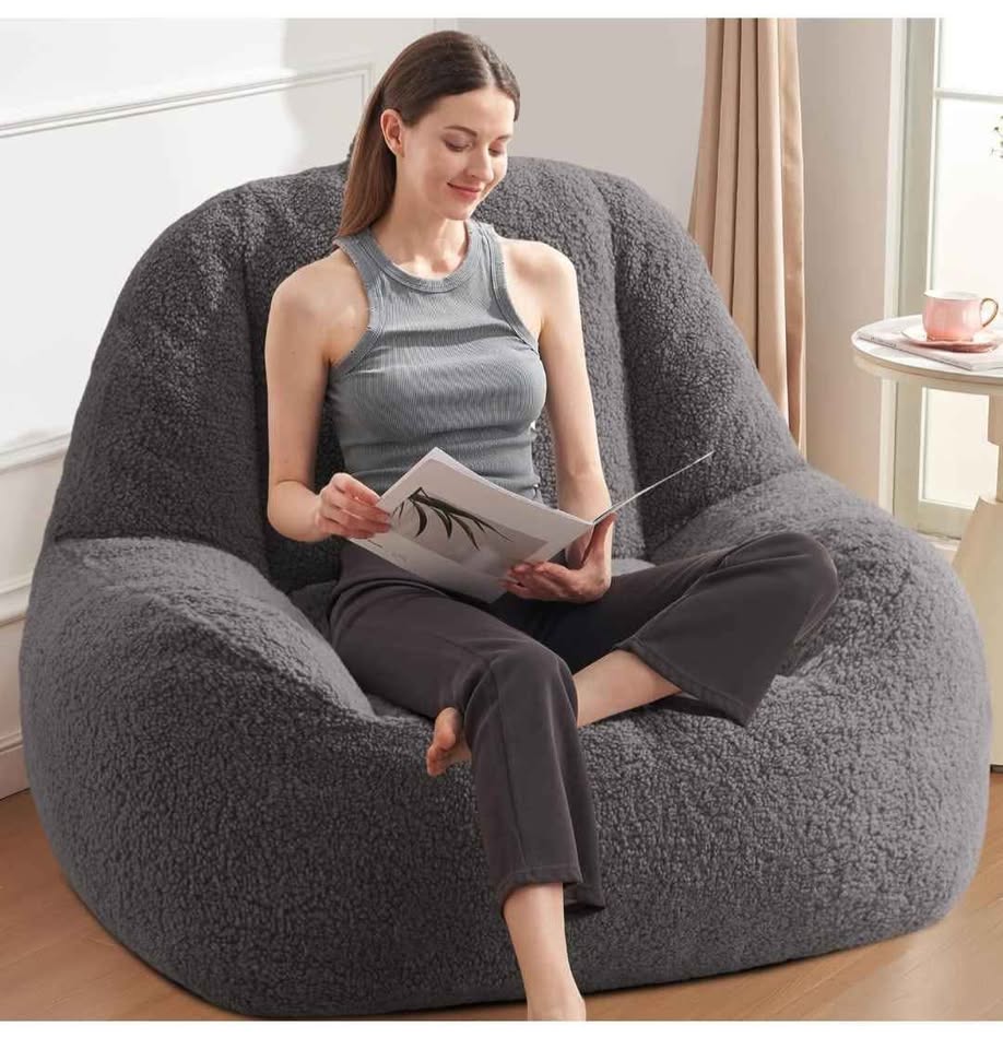 Sherpa Bean Bag Chair – Comfy Lazy Sofa with High-Density Foam - photo 4