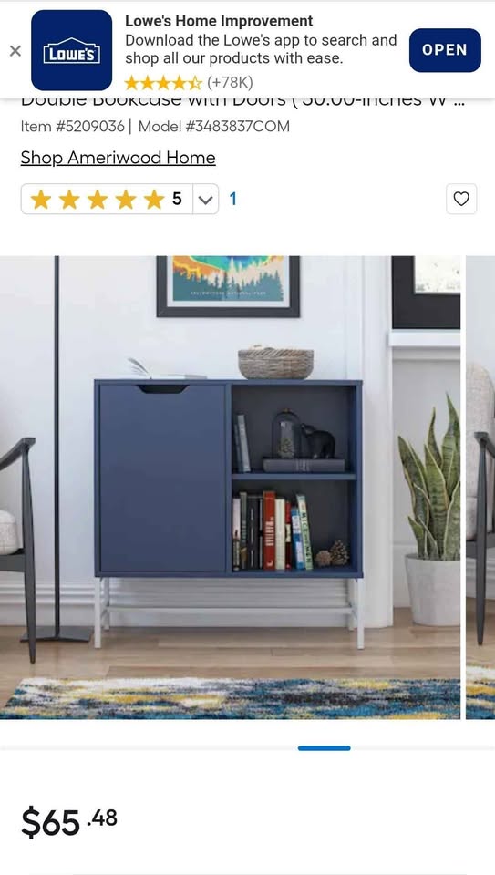 Ameriwood Modine Navy 3-Shelf Bookcase with Doors - photo 2