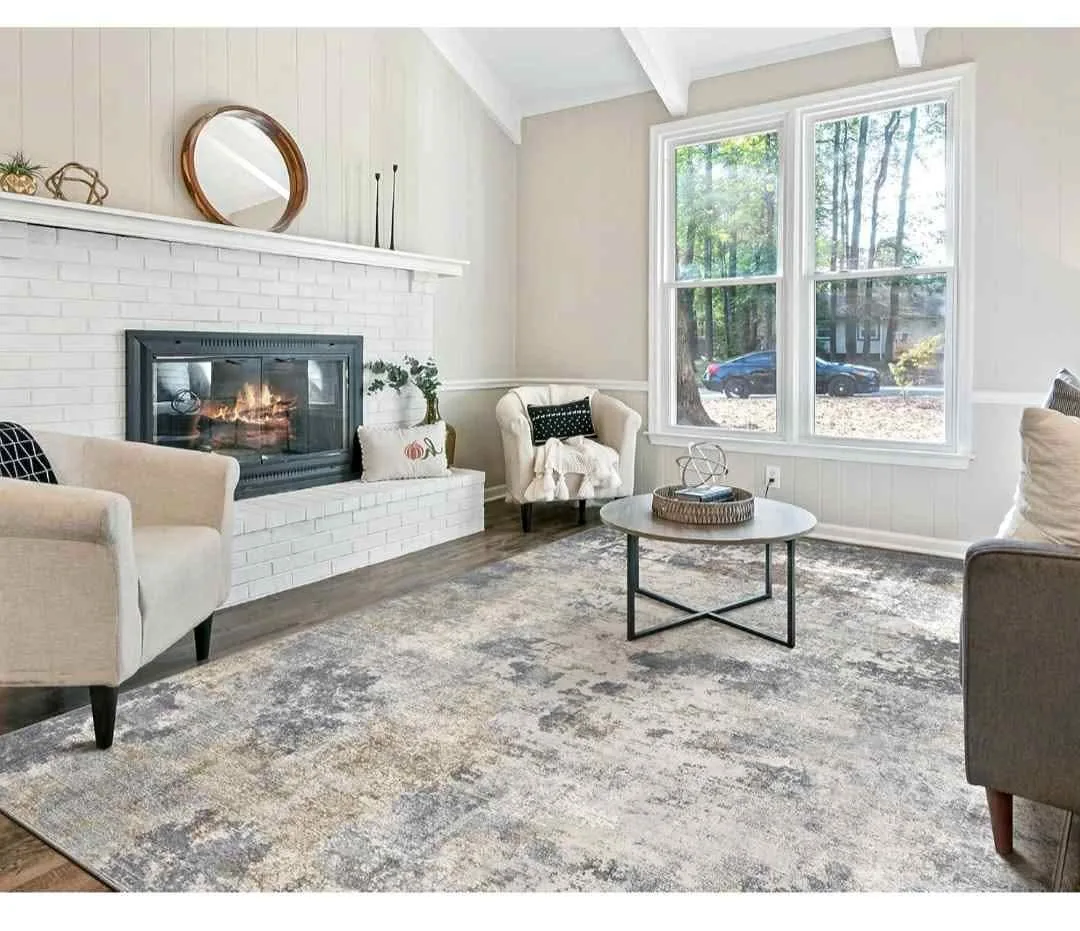 Brand new 9x12 Washable Area Rug - Blue/Grey Abstract