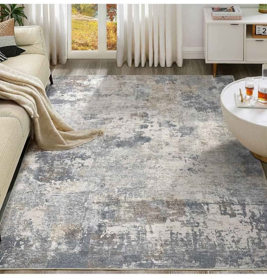 Brand new 9x12 Washable Area Rug - Blue/Grey Abstract - photo 3