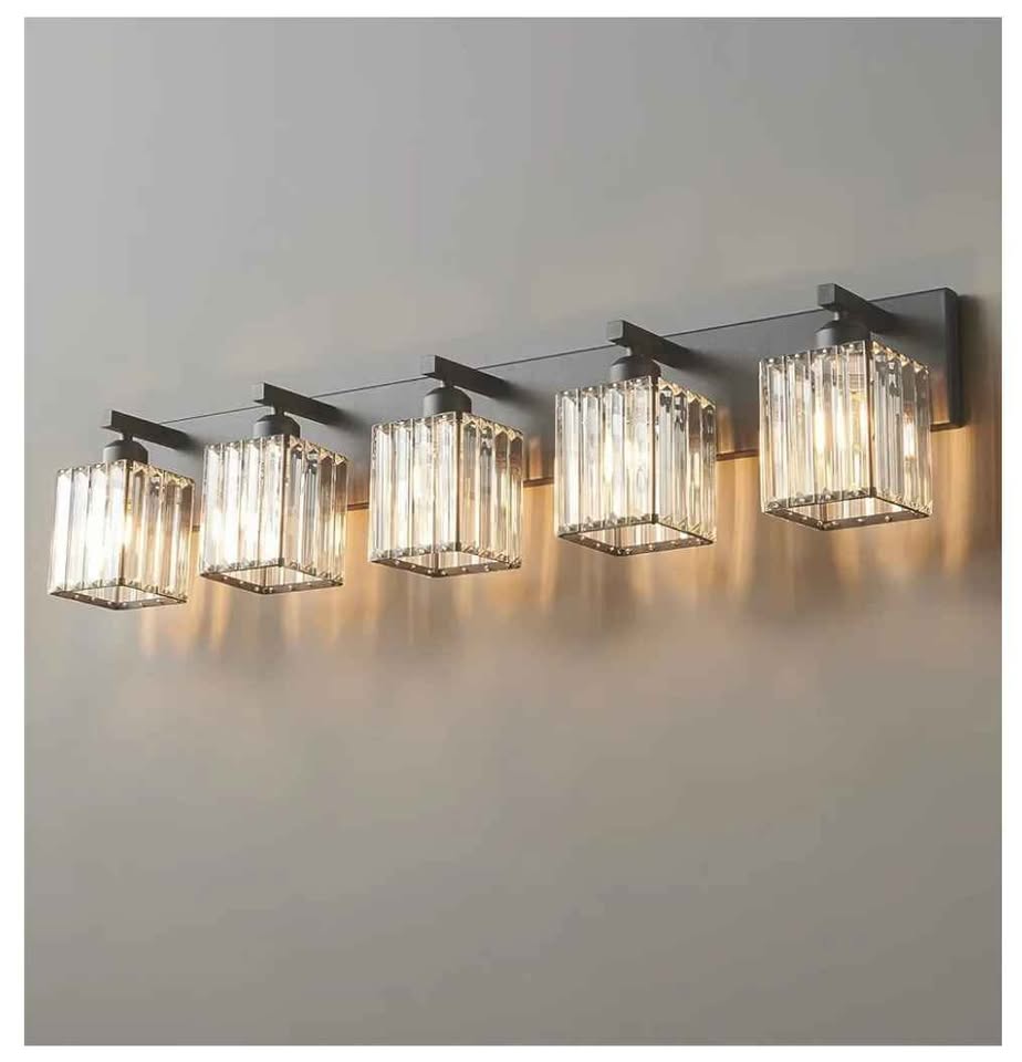 Modern Black Crystal Bathroom Vanity Light - 5-Lights - photo 2