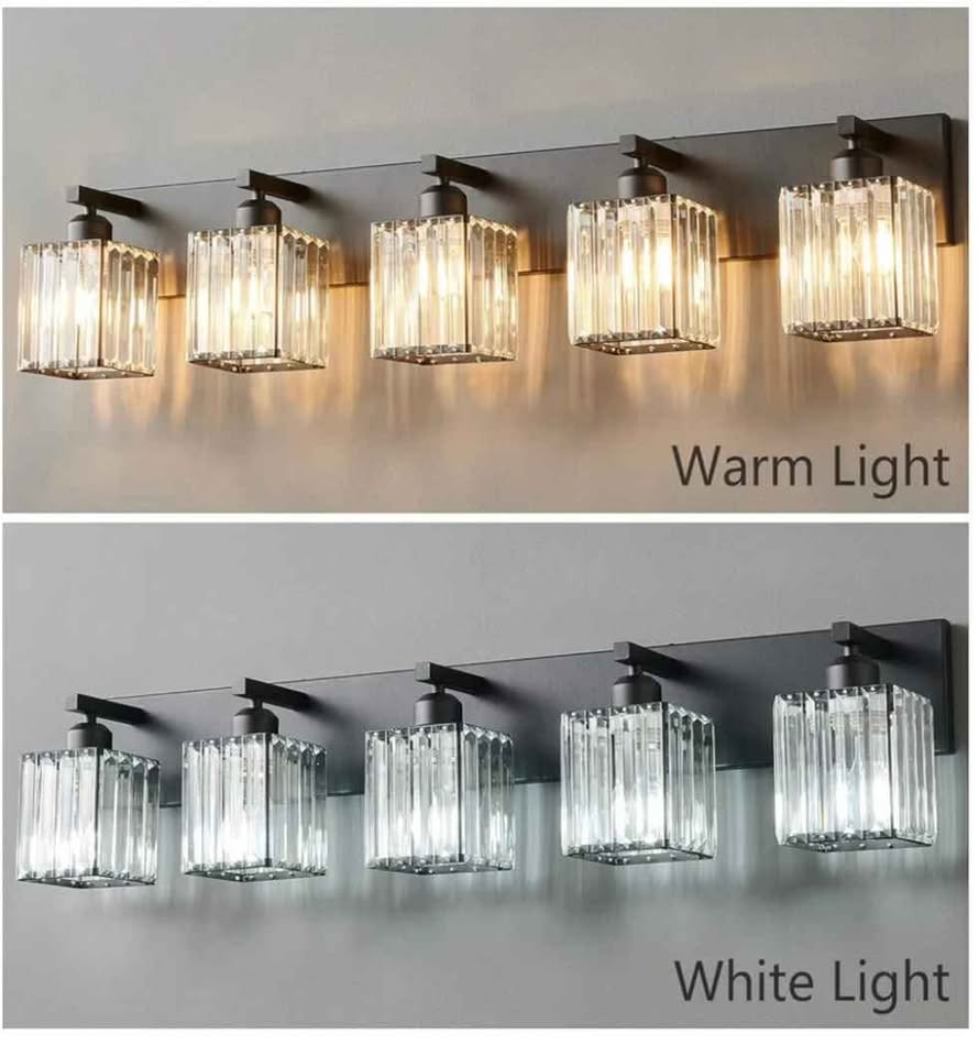 Modern Black Crystal Bathroom Vanity Light - 5-Lights - photo 3