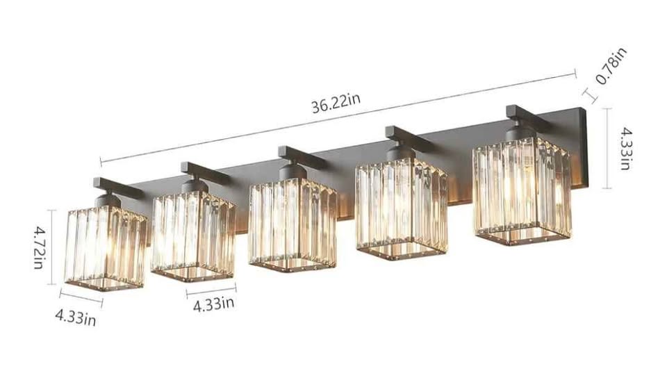Modern Black Crystal Bathroom Vanity Light - 5-Lights - photo 4