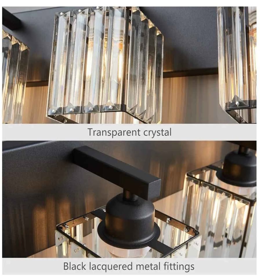 Modern Black Crystal Bathroom Vanity Light - 5-Lights - photo 5