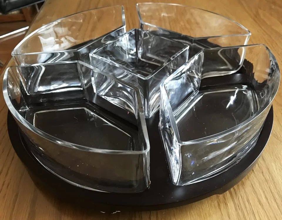 Lazy Susan Tray with Separate Glass Dishes thumbnail