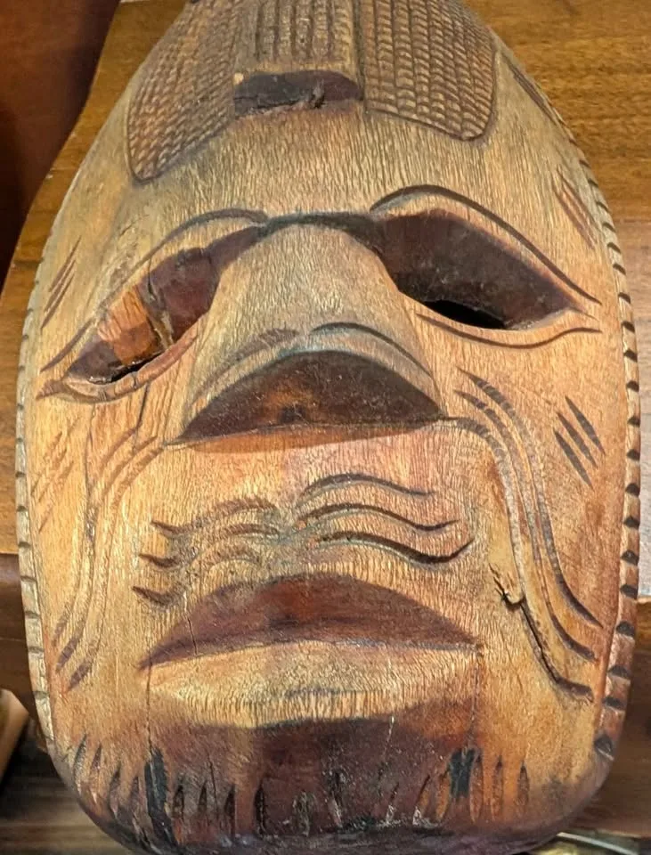 Vintage West African wooden ceremonial mask wall art image indicator(2)