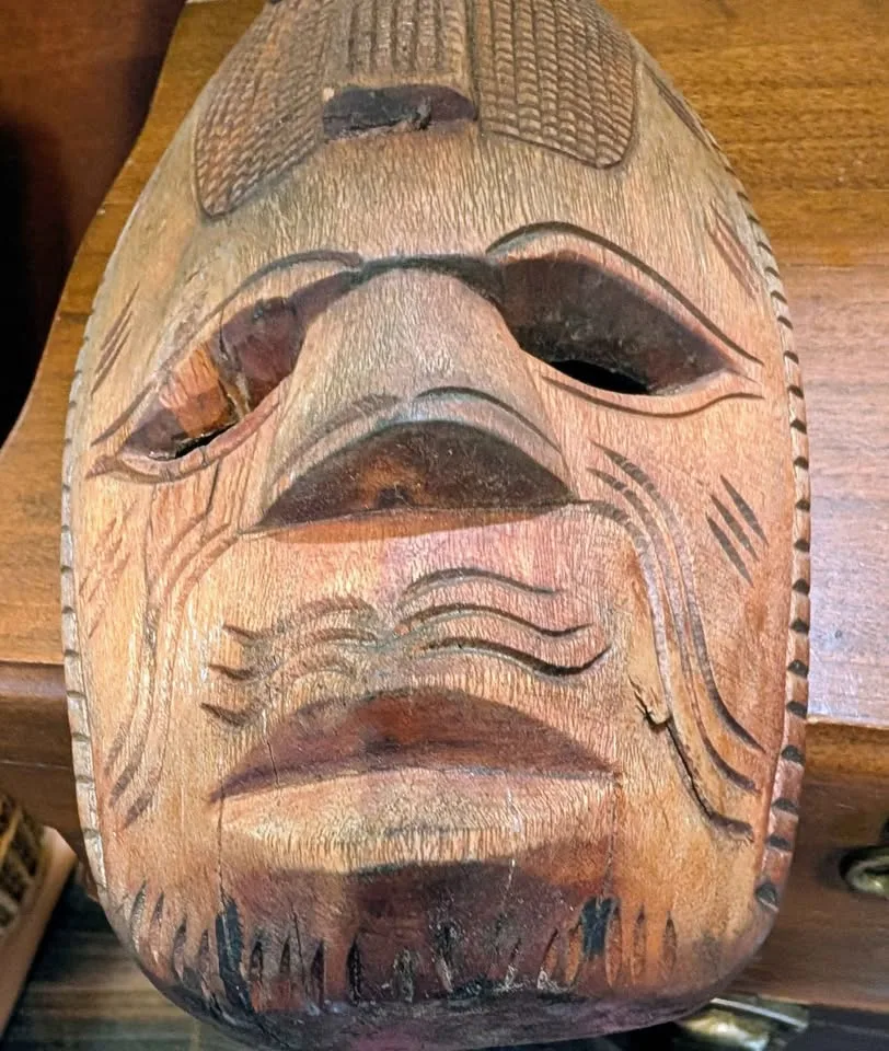 Vintage West African wooden ceremonial mask wall art image indicator(3)