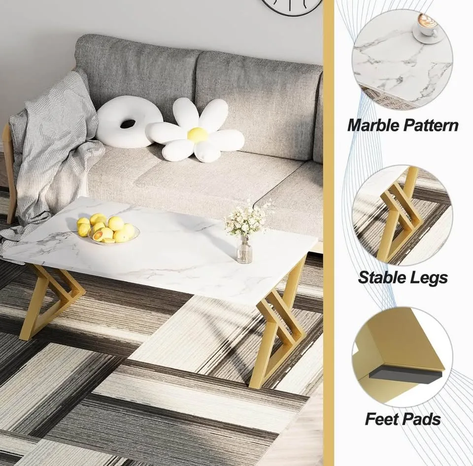 White Faux Marble Coffee Table image indicator(4)