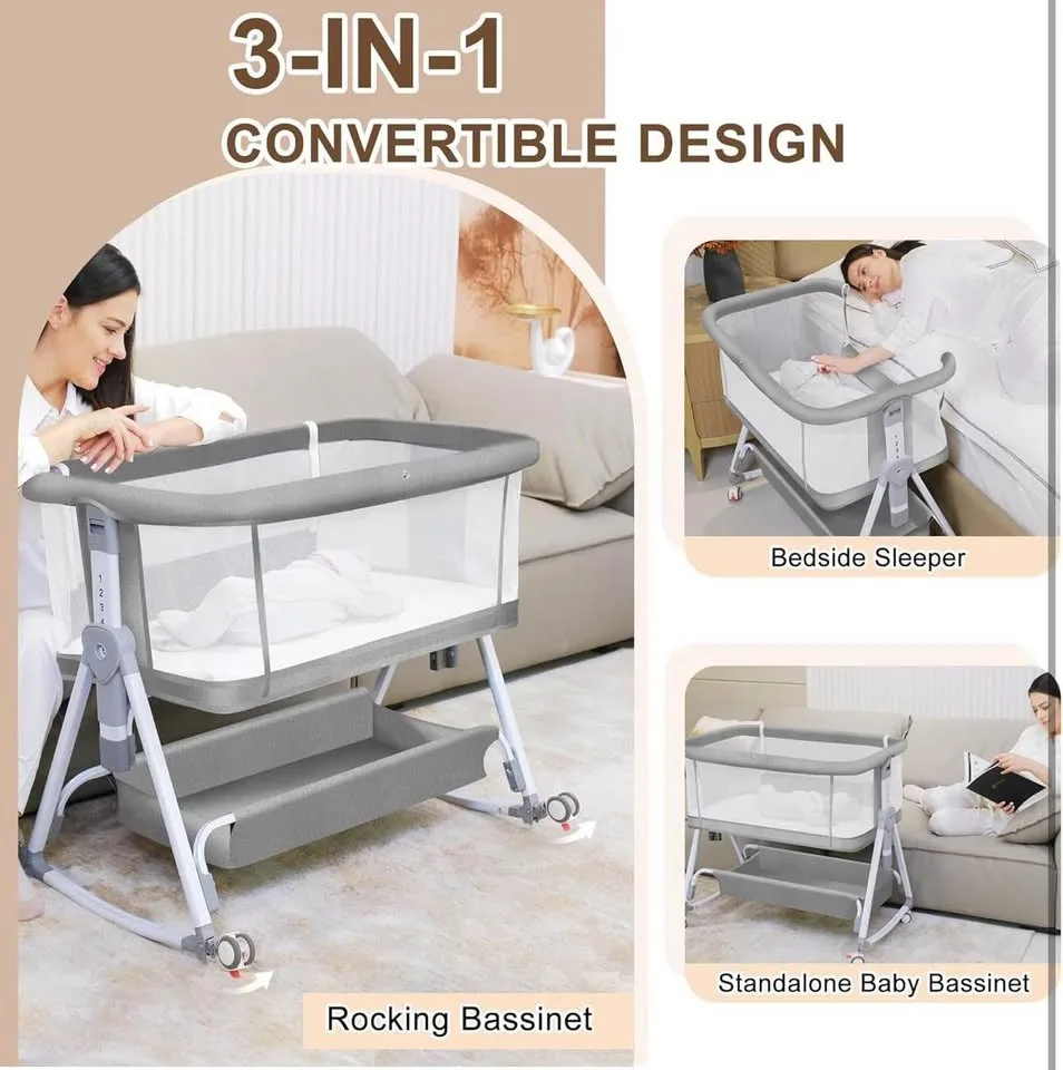 New MEICHYUN Baby Bassinet, Baby Bassinet Bedside Sleeper image indicator(3)