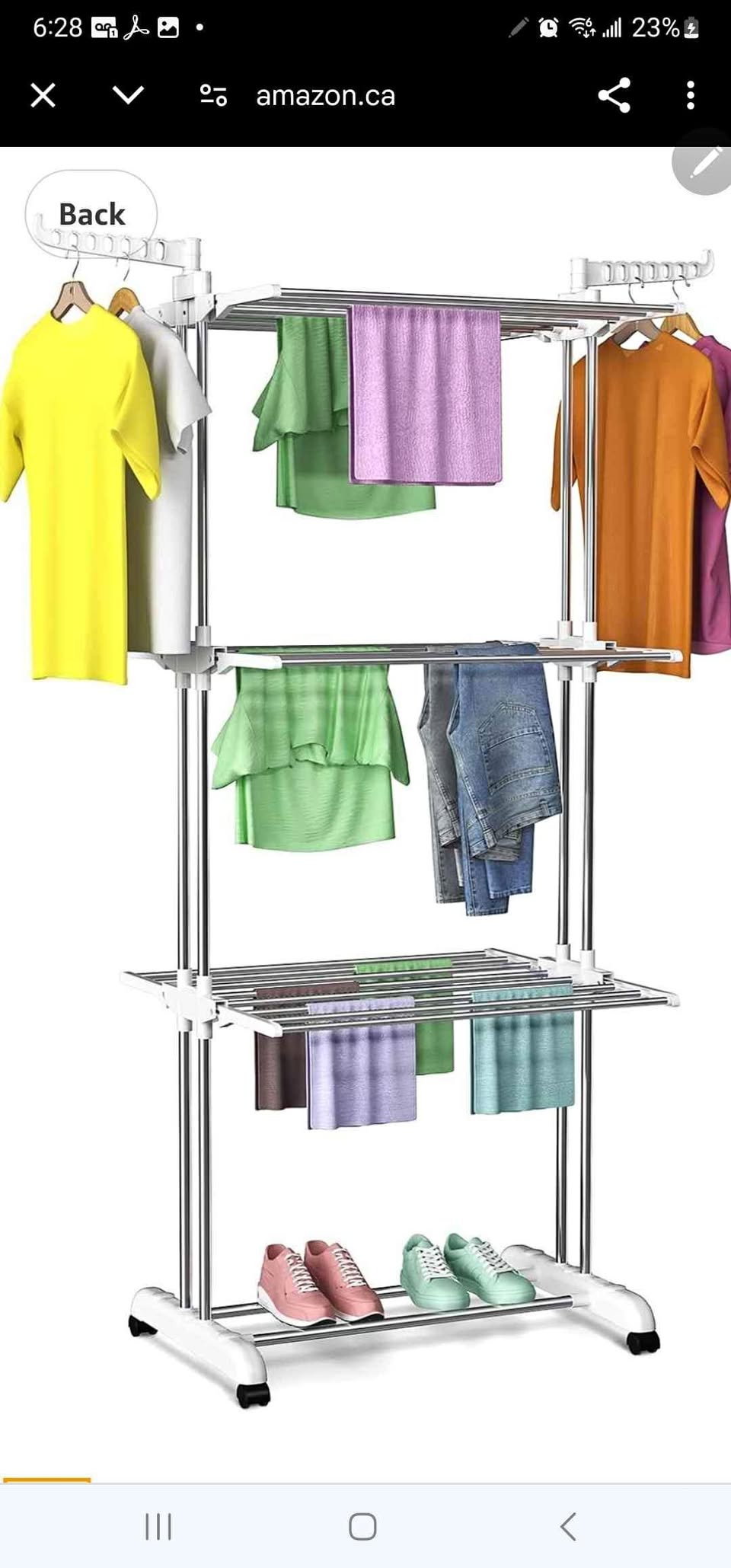 Clothes Drying Rack Folding Clothes Rail 3 Tier