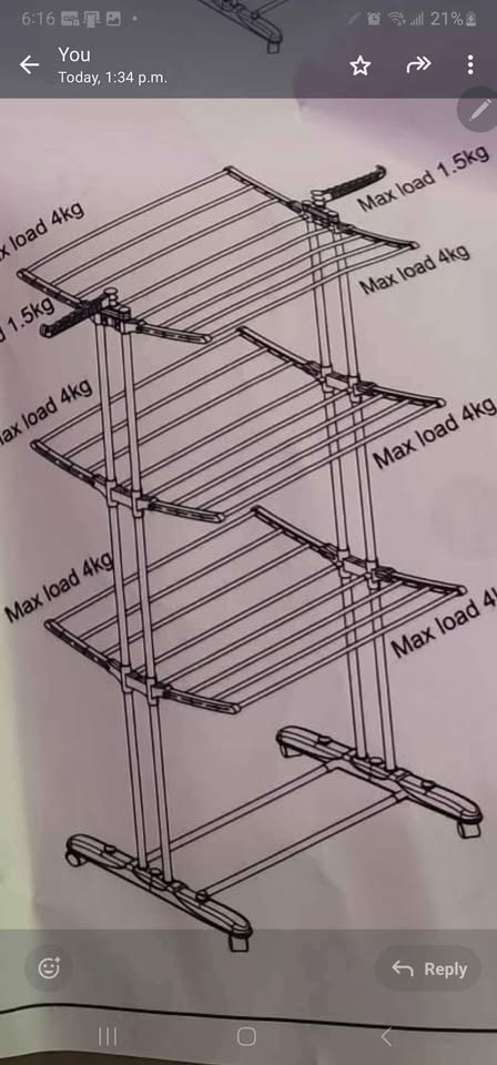 Clothes Drying Rack Folding Clothes Rail 3 Tier - photo 4