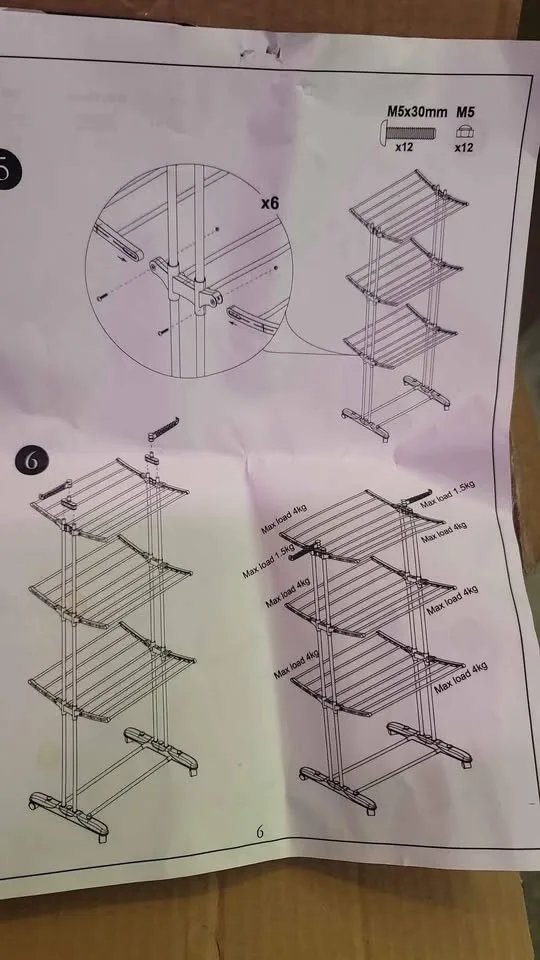Clothes Drying Rack Folding Clothes Rail 3 Tier image indicator(6)