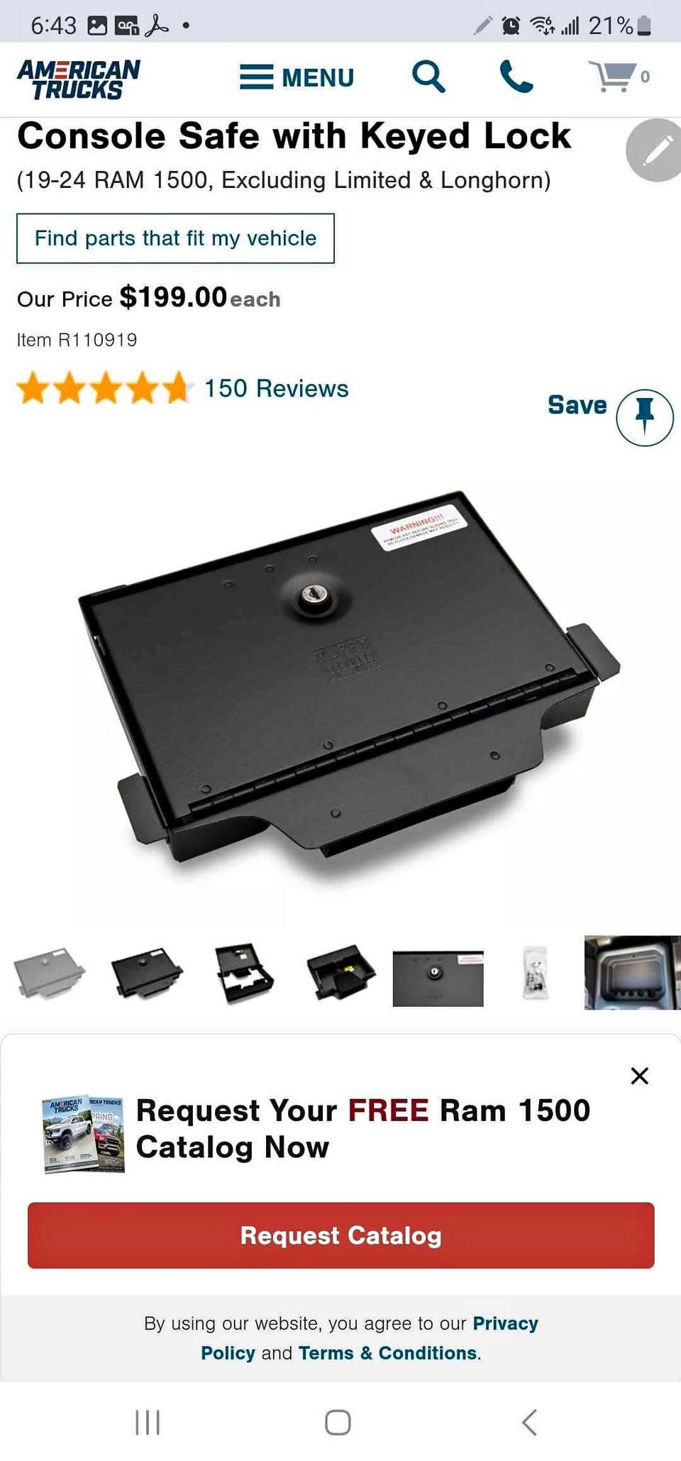 Tuffy Security Console Safe with Keyed Lock