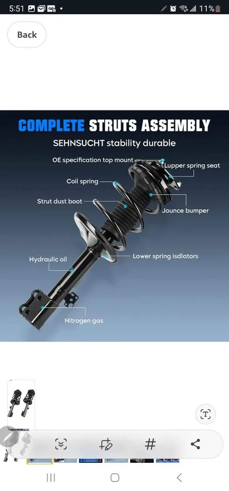 Front Complete Coil Spring Strut Toyota RAV4 AWD 2000-2005 image indicator(2)