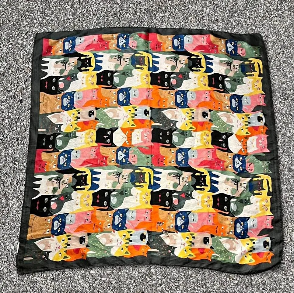 CATS OUT OF THE BAG SILKY SCARF, BANDANA thumbnail