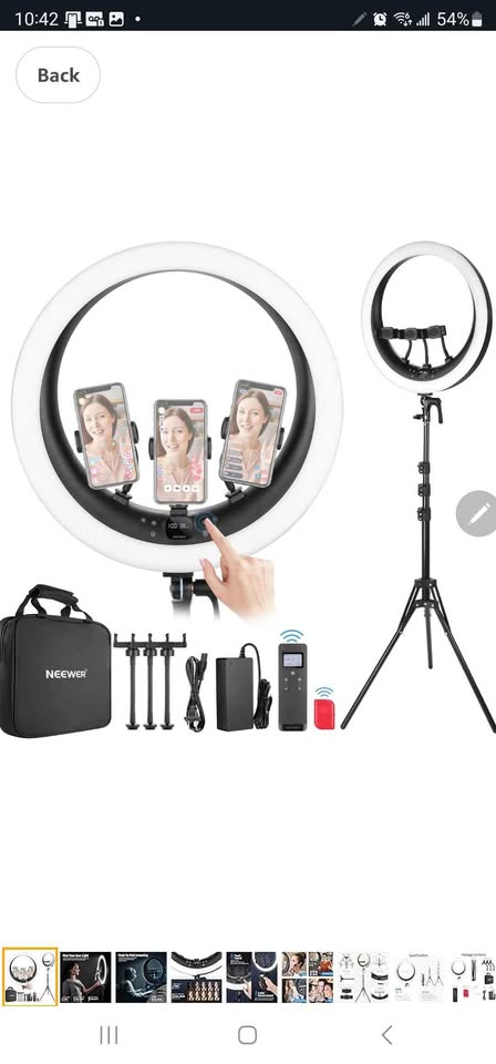 NEEWER Ring Light RP19H 19 inch with Stand & 3 Phone Holders