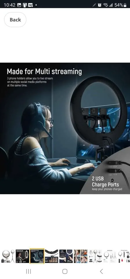 NEEWER Ring Light RP19H 19 inch with Stand & 3 Phone Holders image indicator(2)