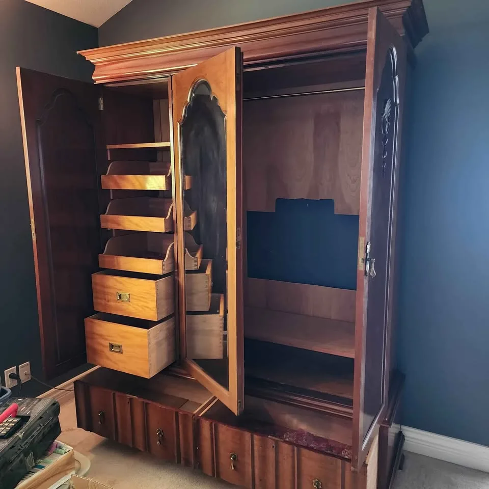 Antique Armoire Dresser - Solid Wood, 7 Feet Tall image indicator(2)