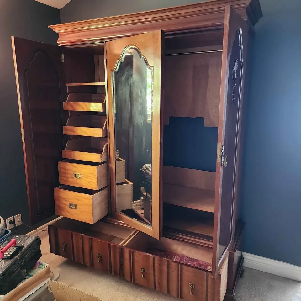 Antique Armoire Dresser - Solid Wood, 7 Feet Tall image indicator(3)